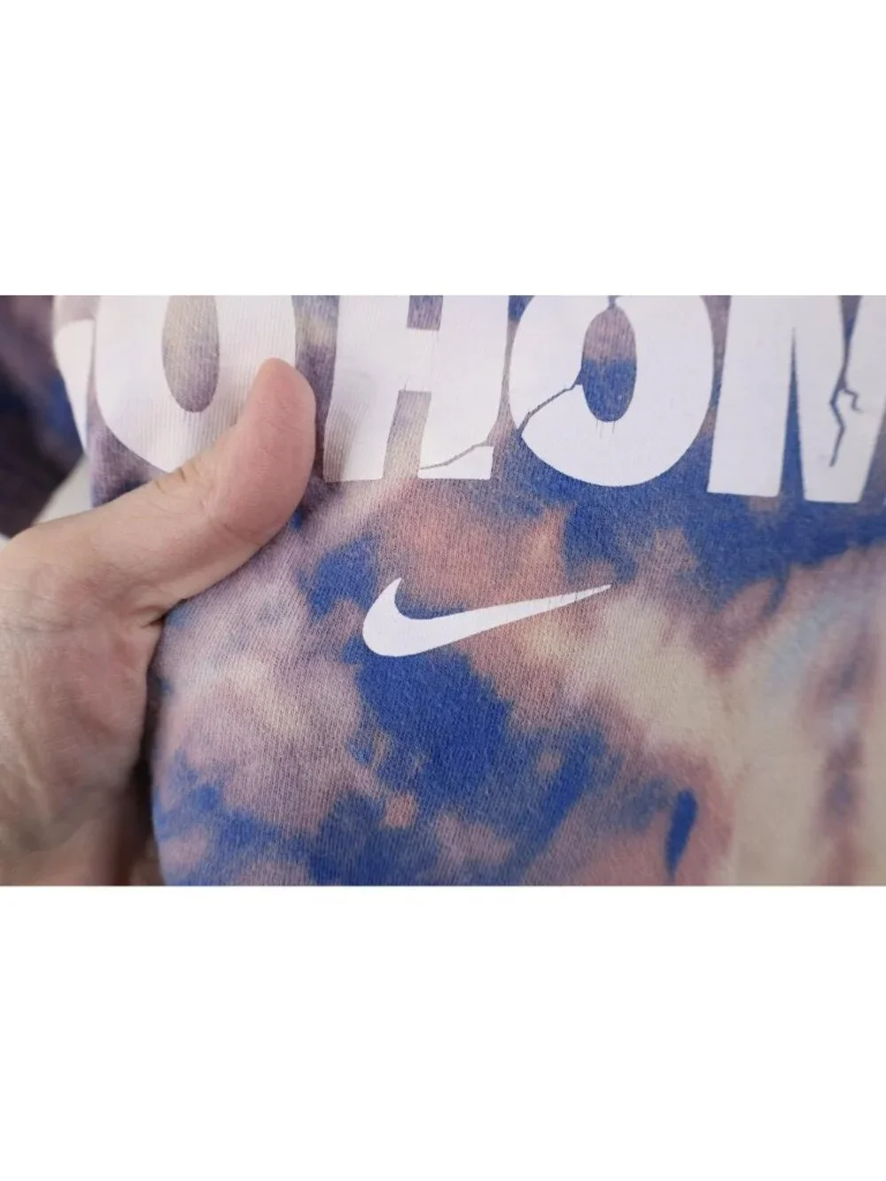 Y2K Nike Boys Large Travis Scott Center Swoosh Acid Wash Short Sleeve T-Shirt